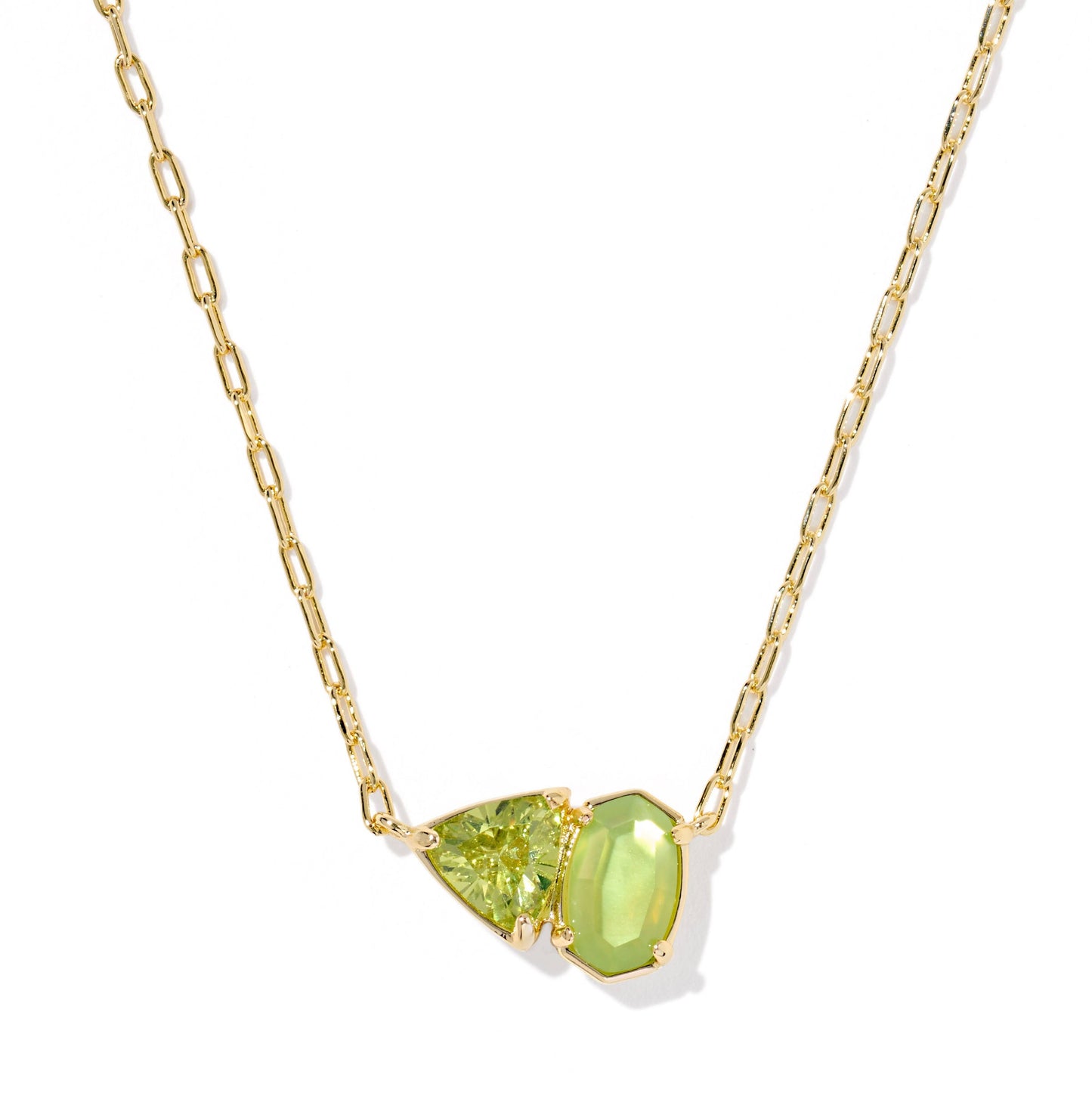Tatum Short Pendant Necklace Gold Light Green Mix