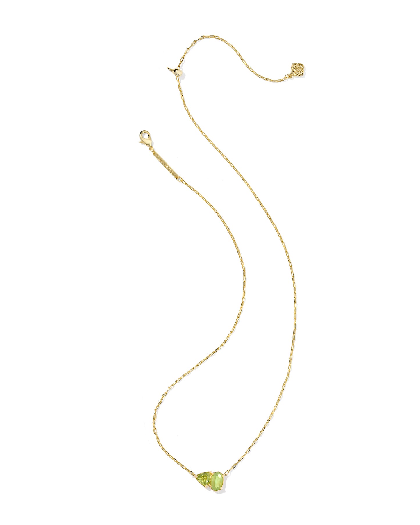Tatum Short Pendant Necklace Gold Light Green Mix