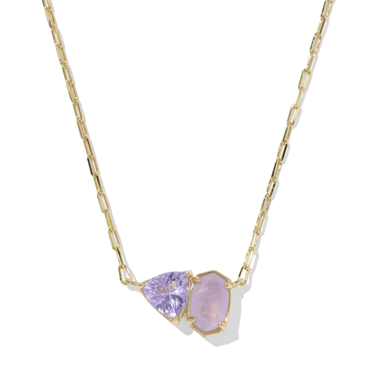 Tatum Short Pendant Necklace Gold Purple Mix