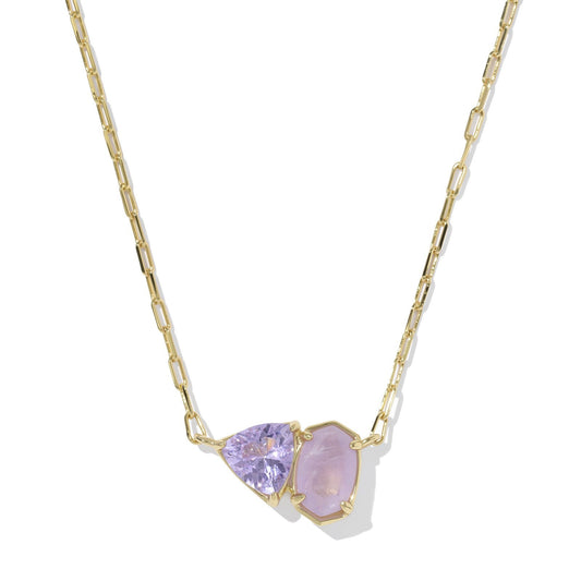 Tatum Short Pendant Necklace Gold Purple Mix