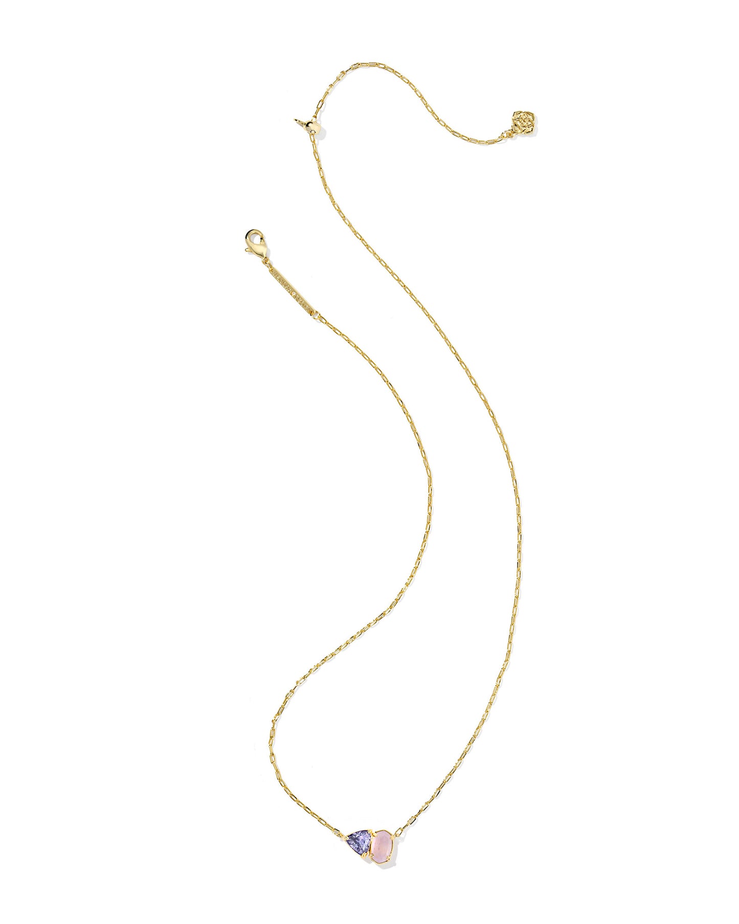 Tatum Short Pendant Necklace Gold Purple Mix
