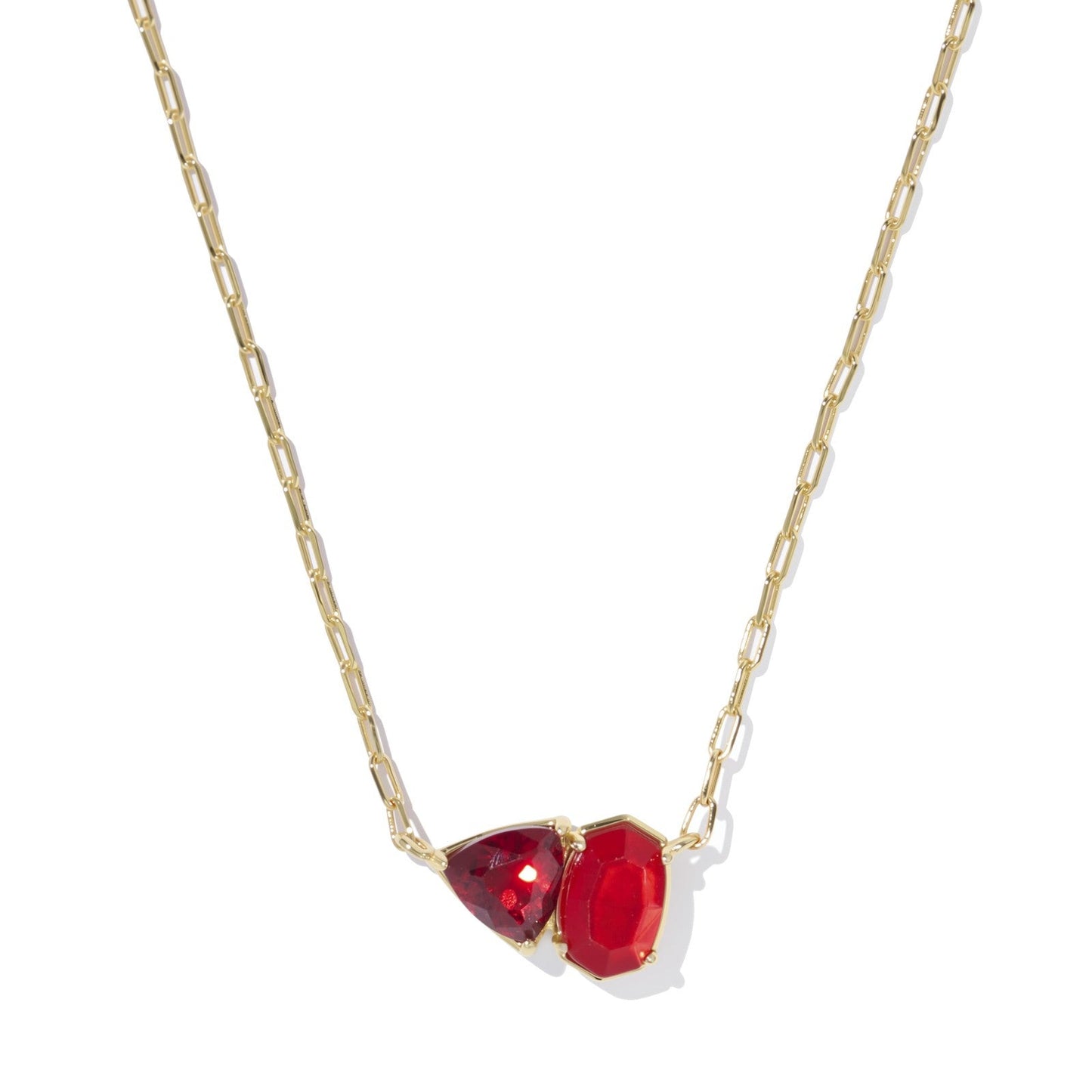 Tatum Short Pendant Necklace Gold Red Mix