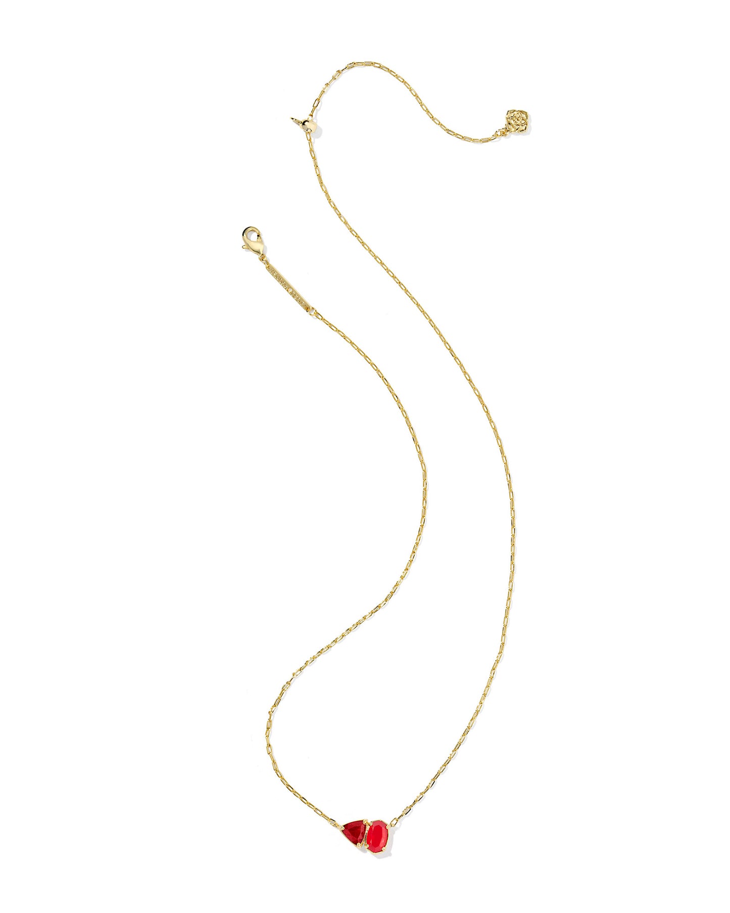 Tatum Short Pendant Necklace Gold Red Mix