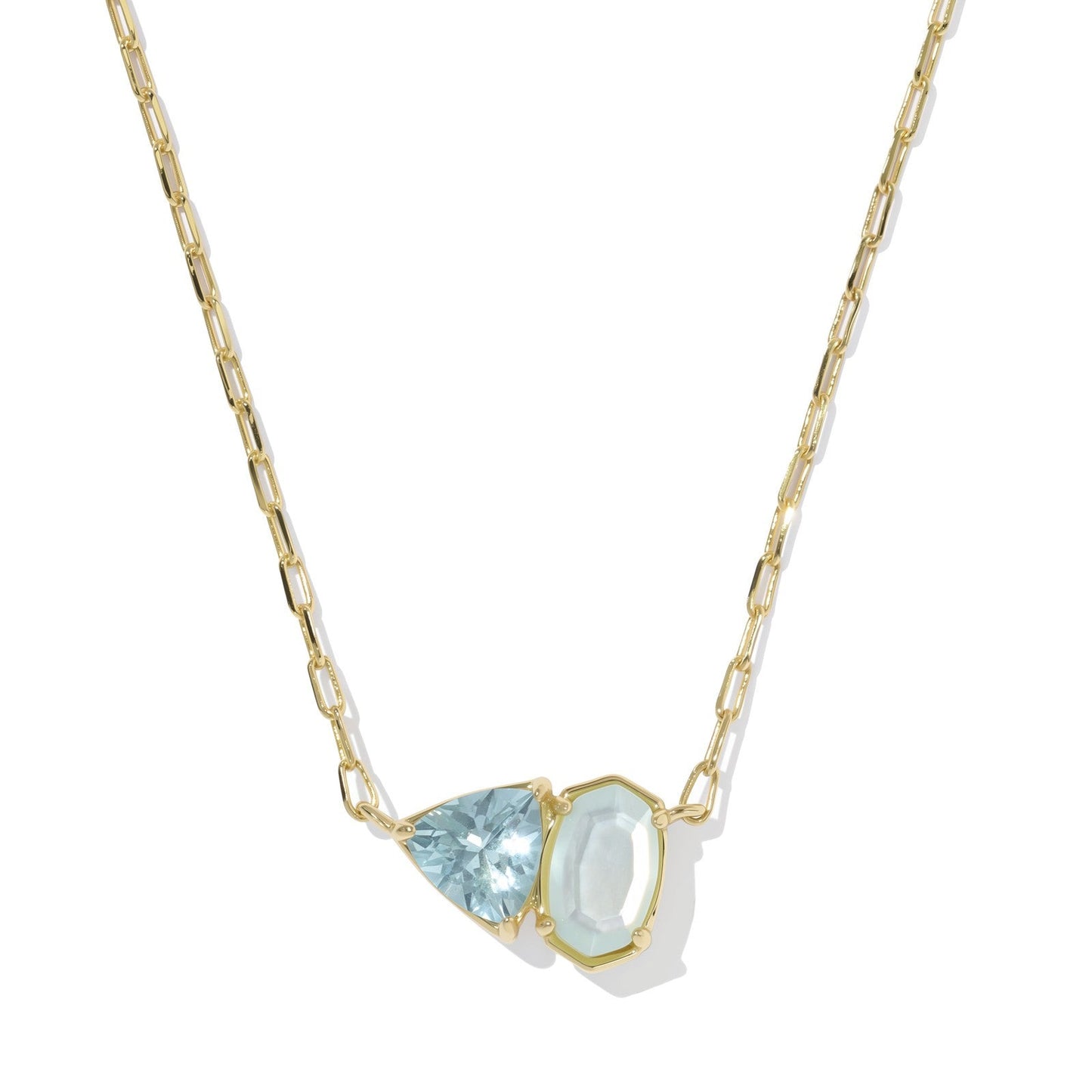 Tatum Short Pendant Necklace Gold Light Blue Mix