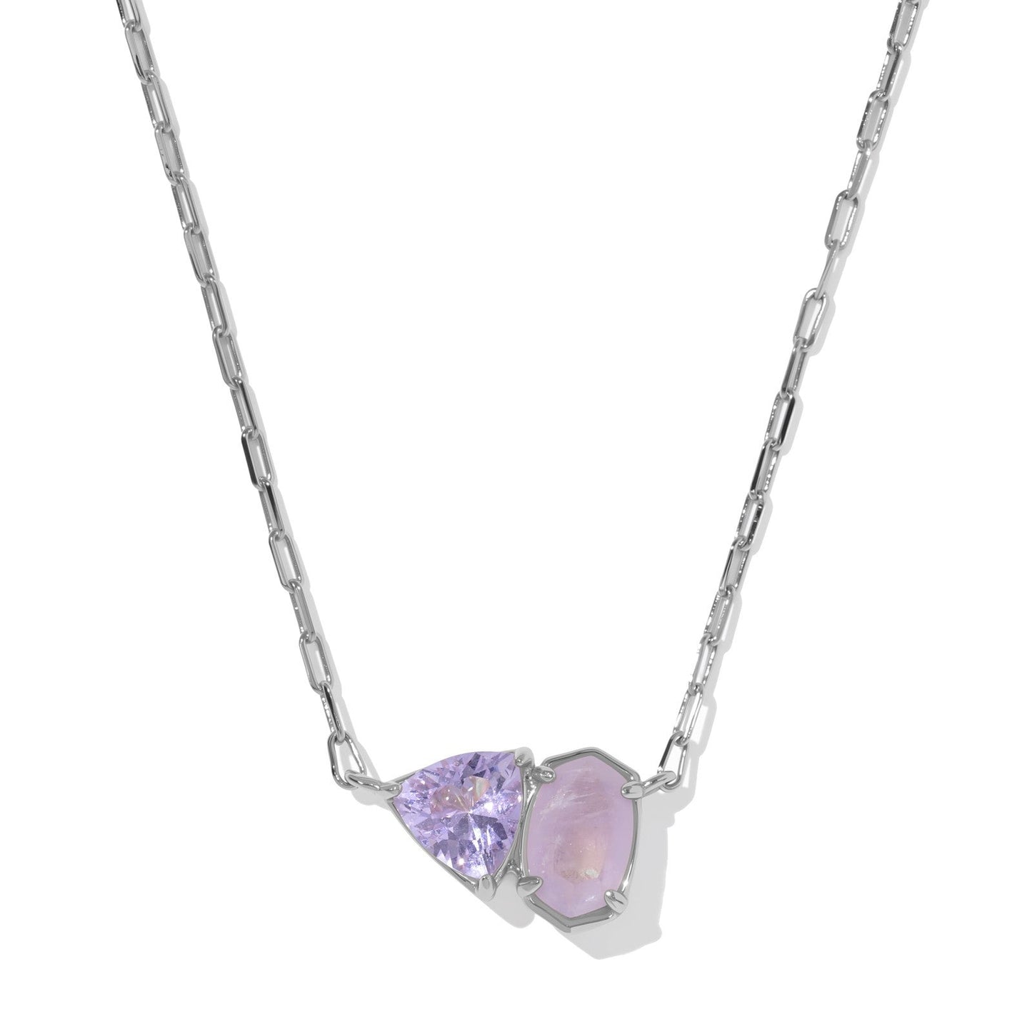 Tatum Short Pendant Necklace Silver Purple Mix