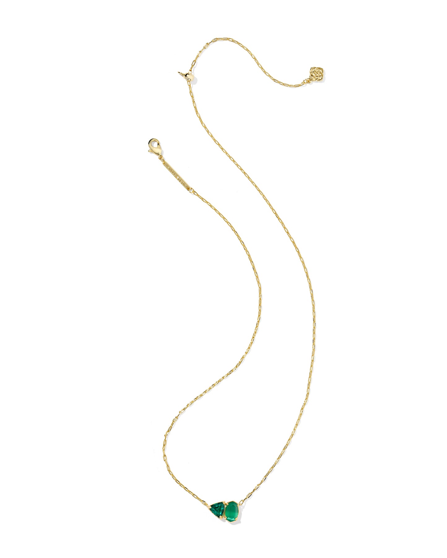Tatum Short Pendant Necklace Gold Dark Green Mix