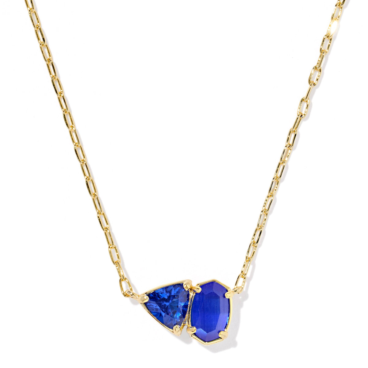 Tatum Short Pendant Necklace Gold Cobalt Mix