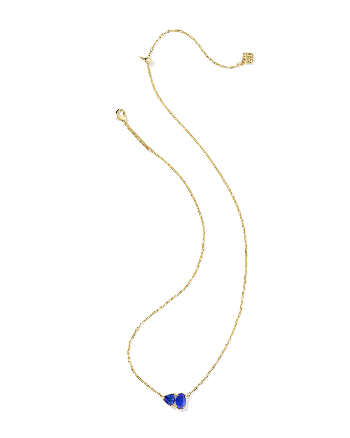 Tatum Short Pendant Necklace Gold Cobalt Mix