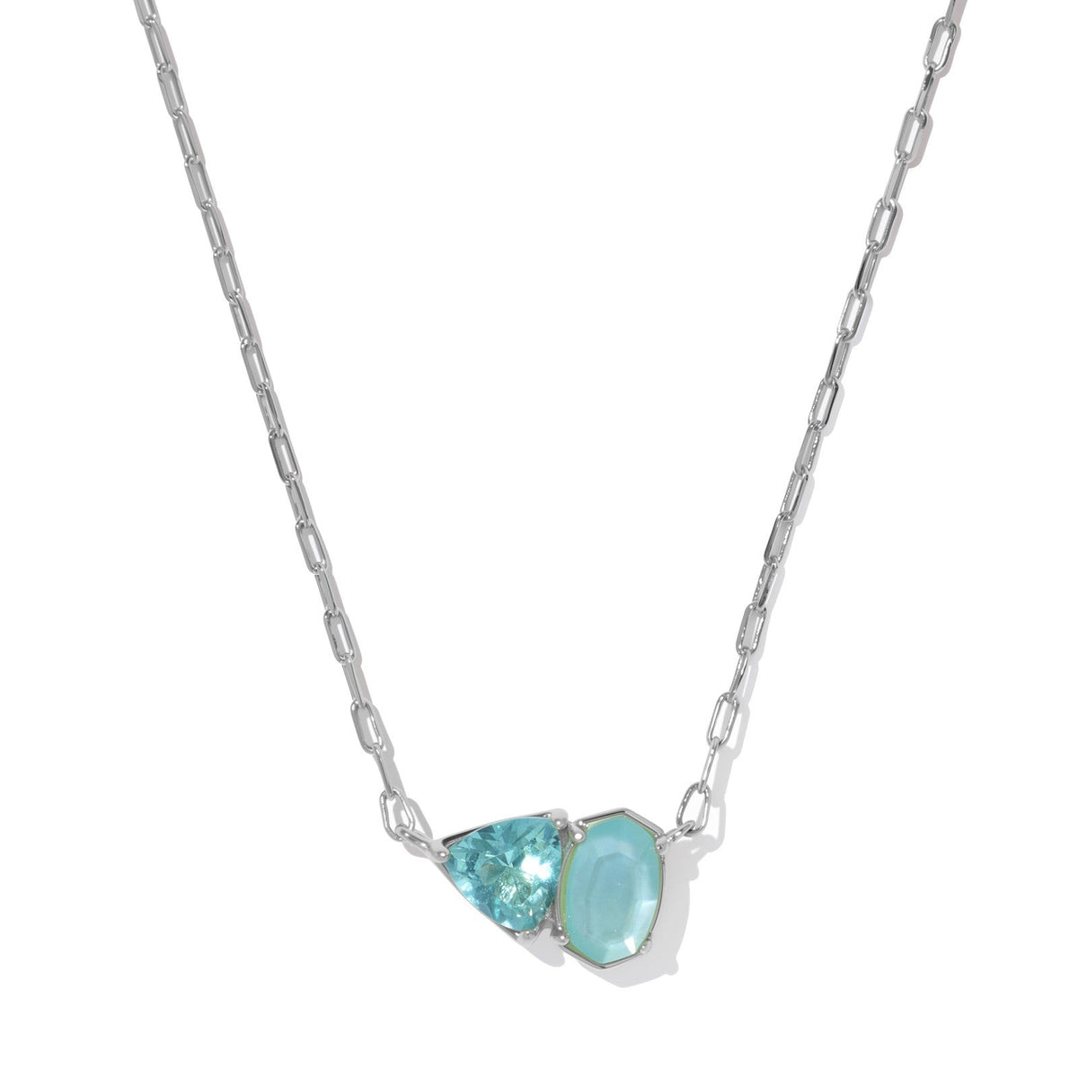 Tatum Short Pendant Necklace Silver Blue Mix