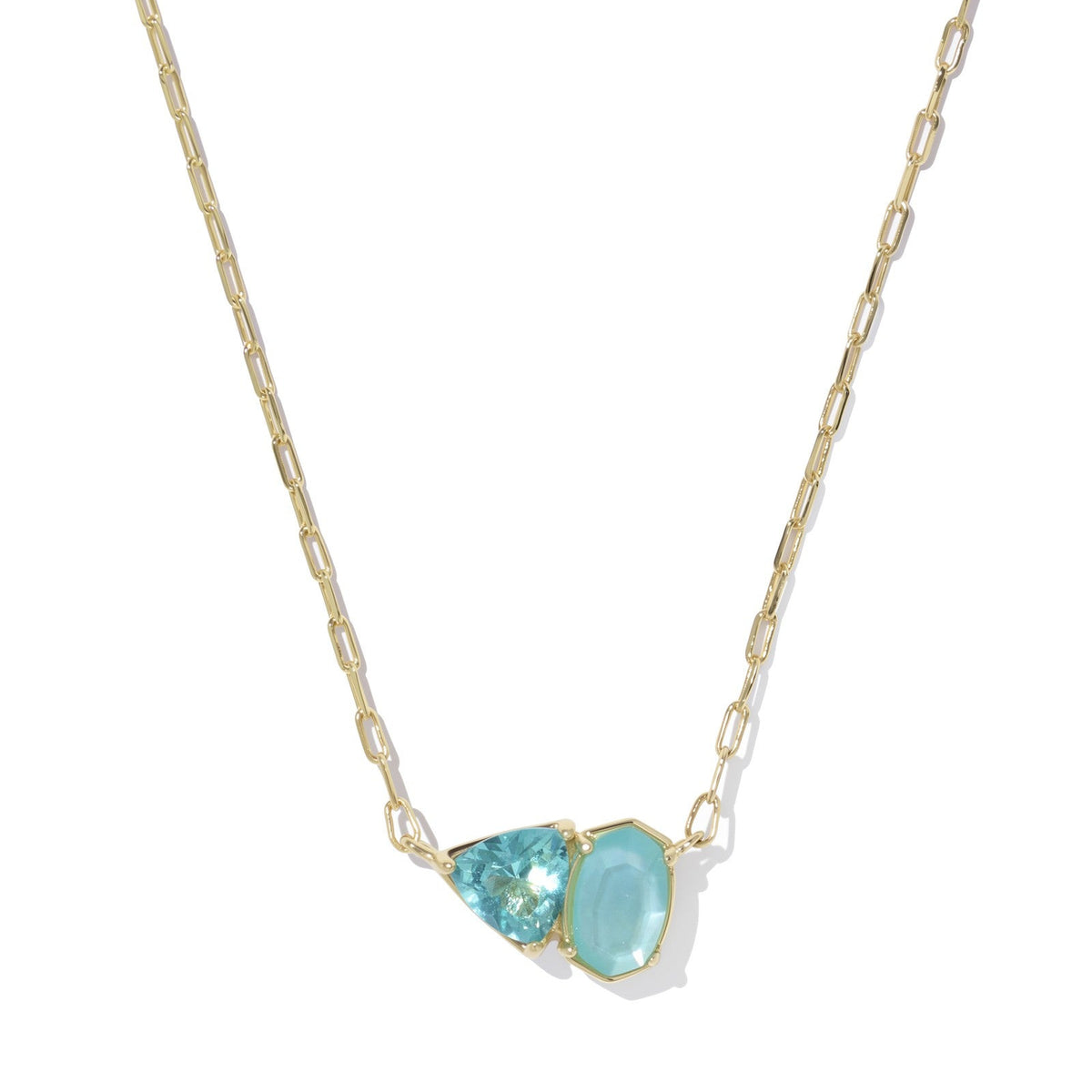 Tatum Short Pendant Necklace Gold Blue Mix