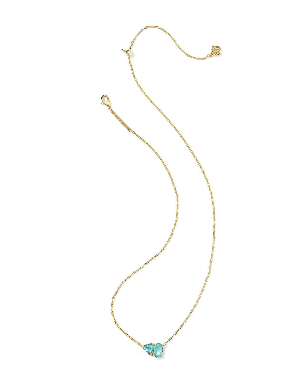 Tatum Short Pendant Necklace Gold Blue Mix