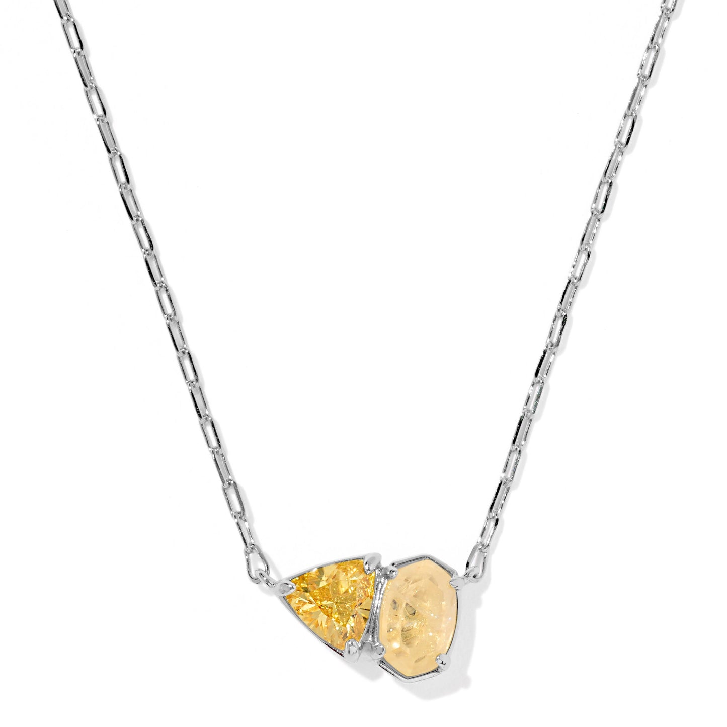 Tatum Short Pendant Necklace Silver Golden Yellow Mix