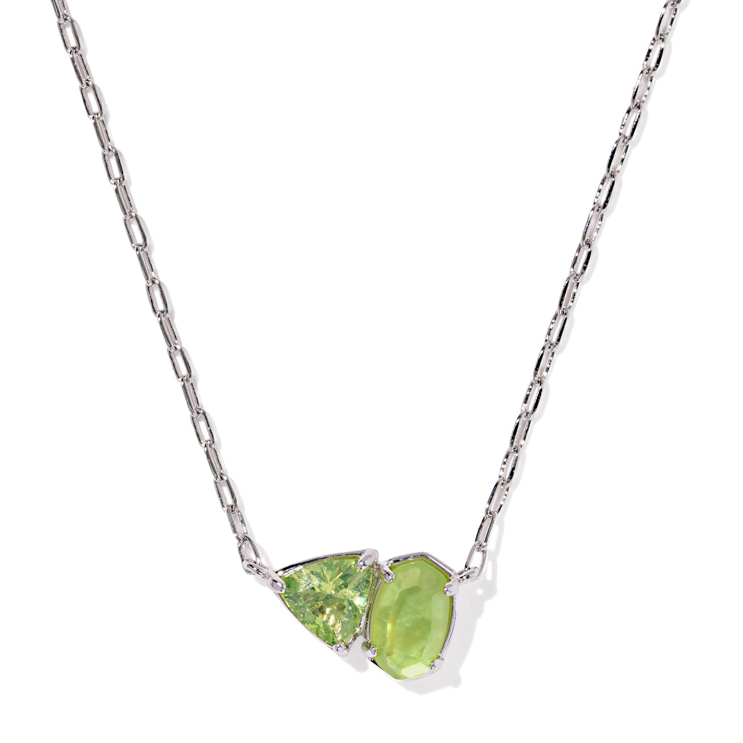 Tatum Short Pendant Necklace Silver Light Green Mix