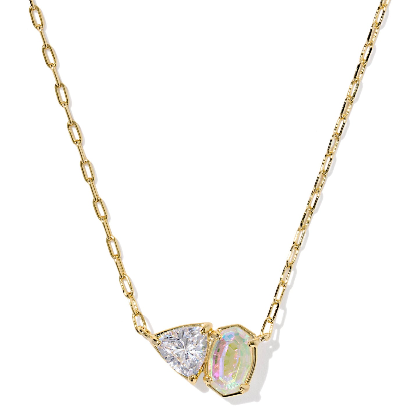 Tatum Short Pendant Necklace Gold White CZ Mix