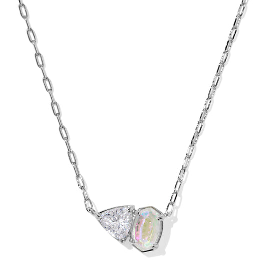 Tatum Short Pendant Necklace Silver White CZ Mix