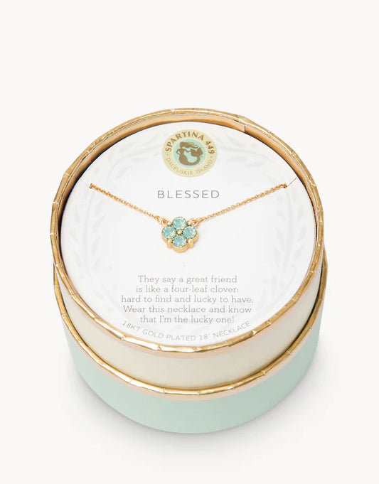 Sea La Vie Necklace 18" Blessed/Sea Foam Clover Gold