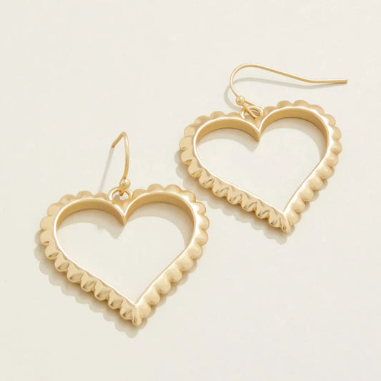 Scalloped Heart Earrings Gold