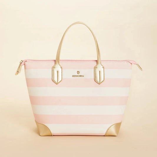 Out to Lunch Bag Pink Stripe