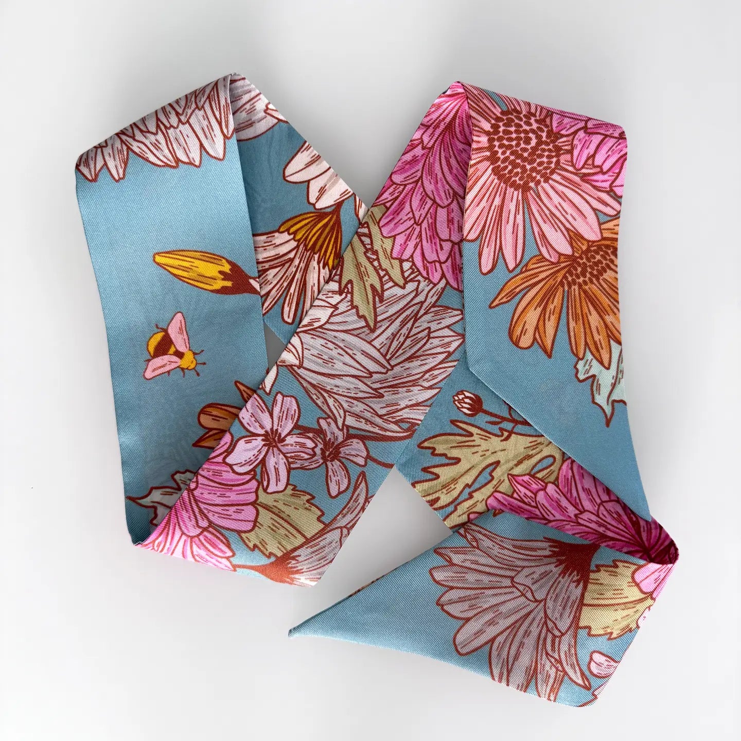 Floral Buzz Skinny Silk Scarf