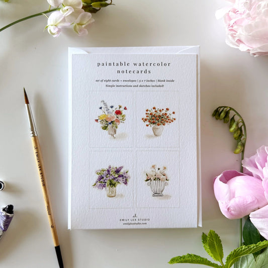 Bouquets Paintable Watercolor Notecards
