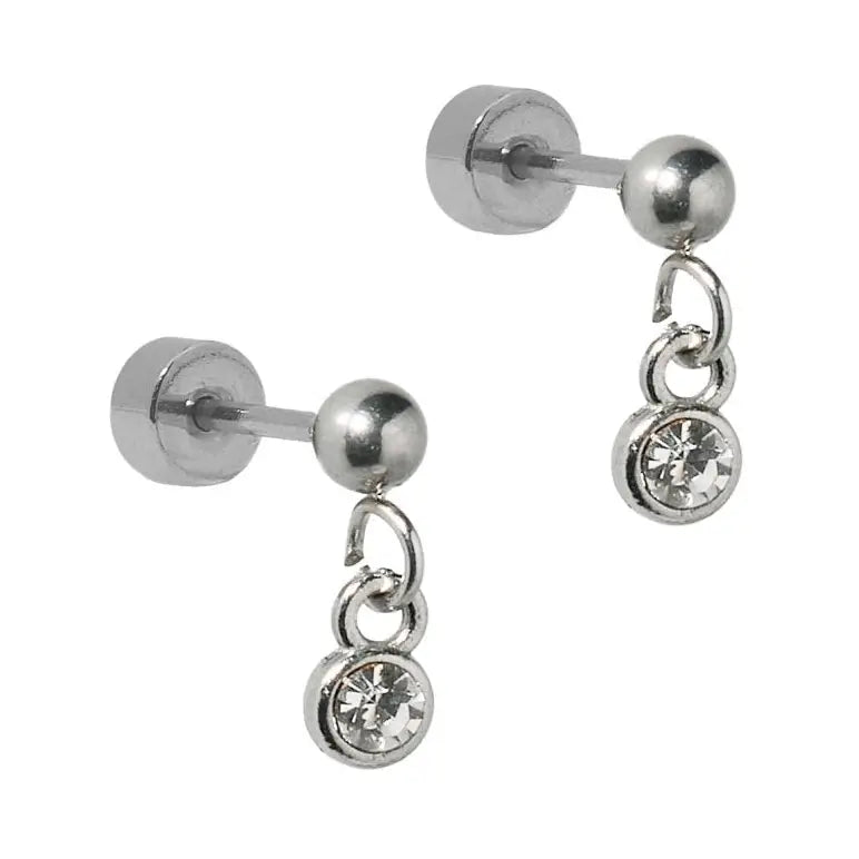 Millie Sparkle CZ Silver Screwback Stud Earrings