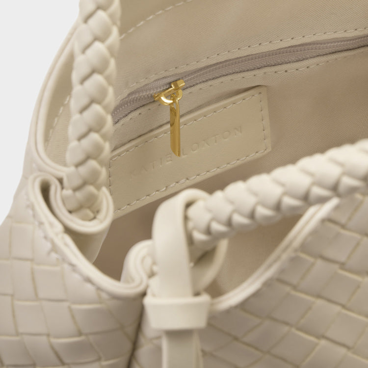 Nova Woven Texture Top Handle Bag Off White
