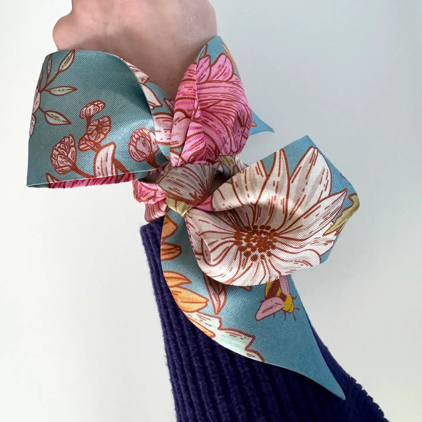 Floral Buzz Skinny Silk Scarf