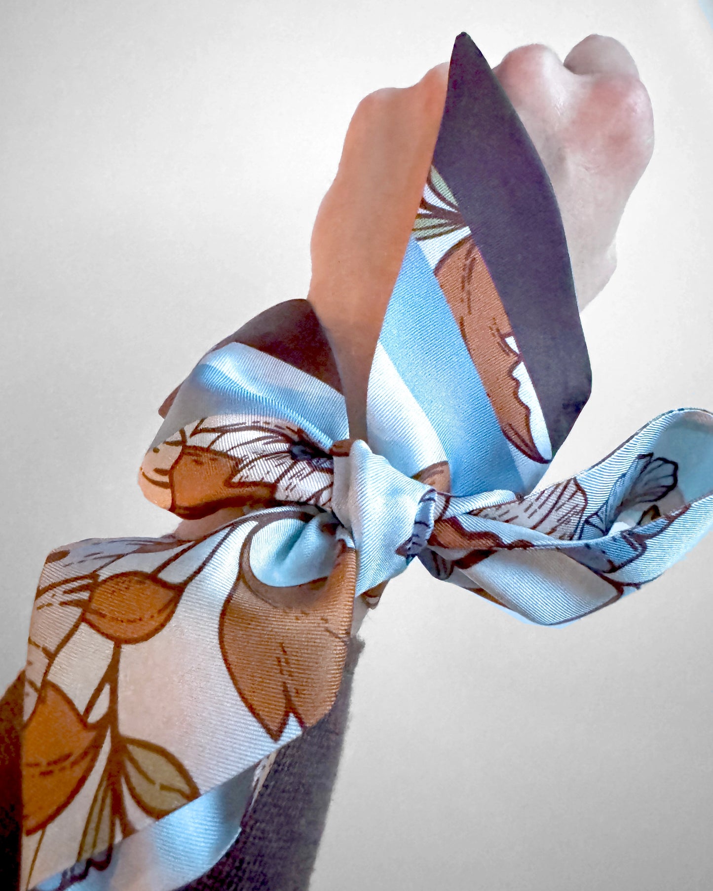 Bluewood Blooms Skinny Silk Scarf