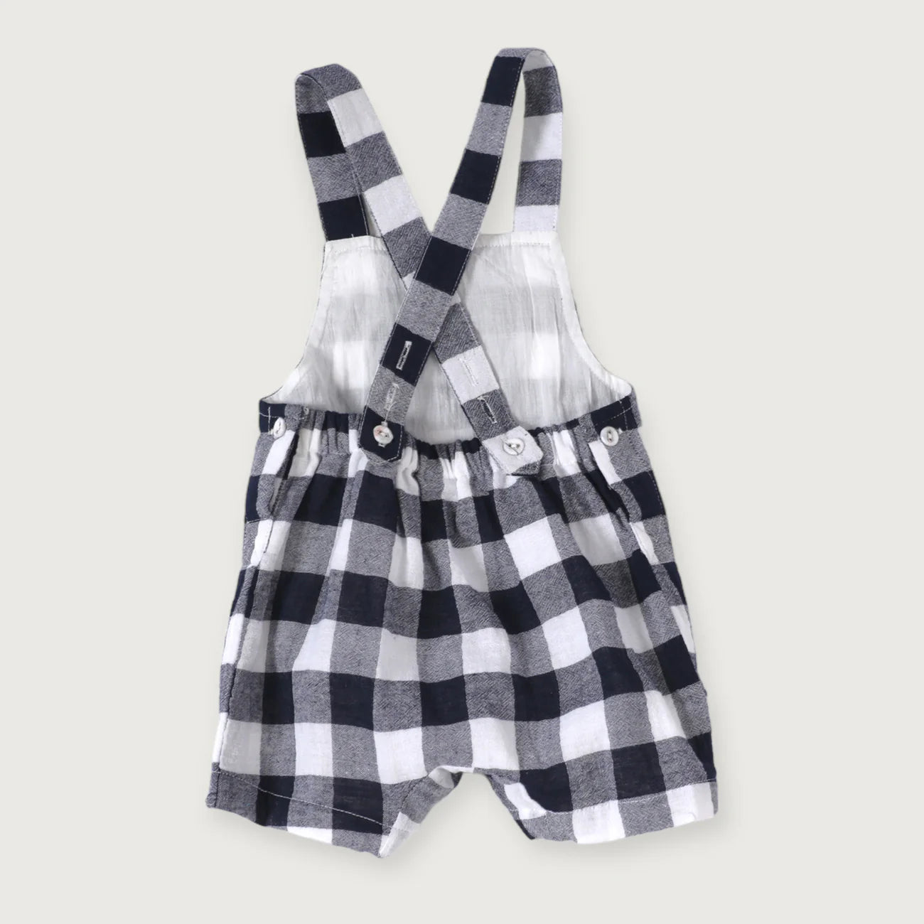 Raphael Navy Checker Gingham Romper & Shirt Set (Organic Cotton)