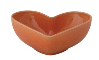 Apricot Stoneware Heart Shaped Bowl Reactive Glaze