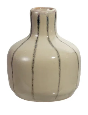 Beige with Stripes Hand-Painted Stoneware Vase