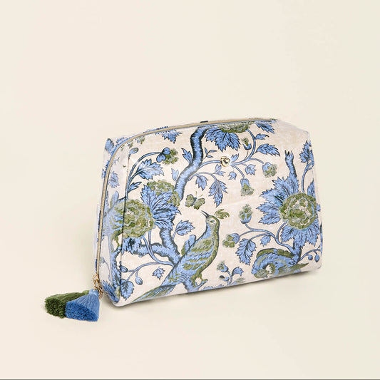 Large Cosmetic Pouch Japonica Bird Green