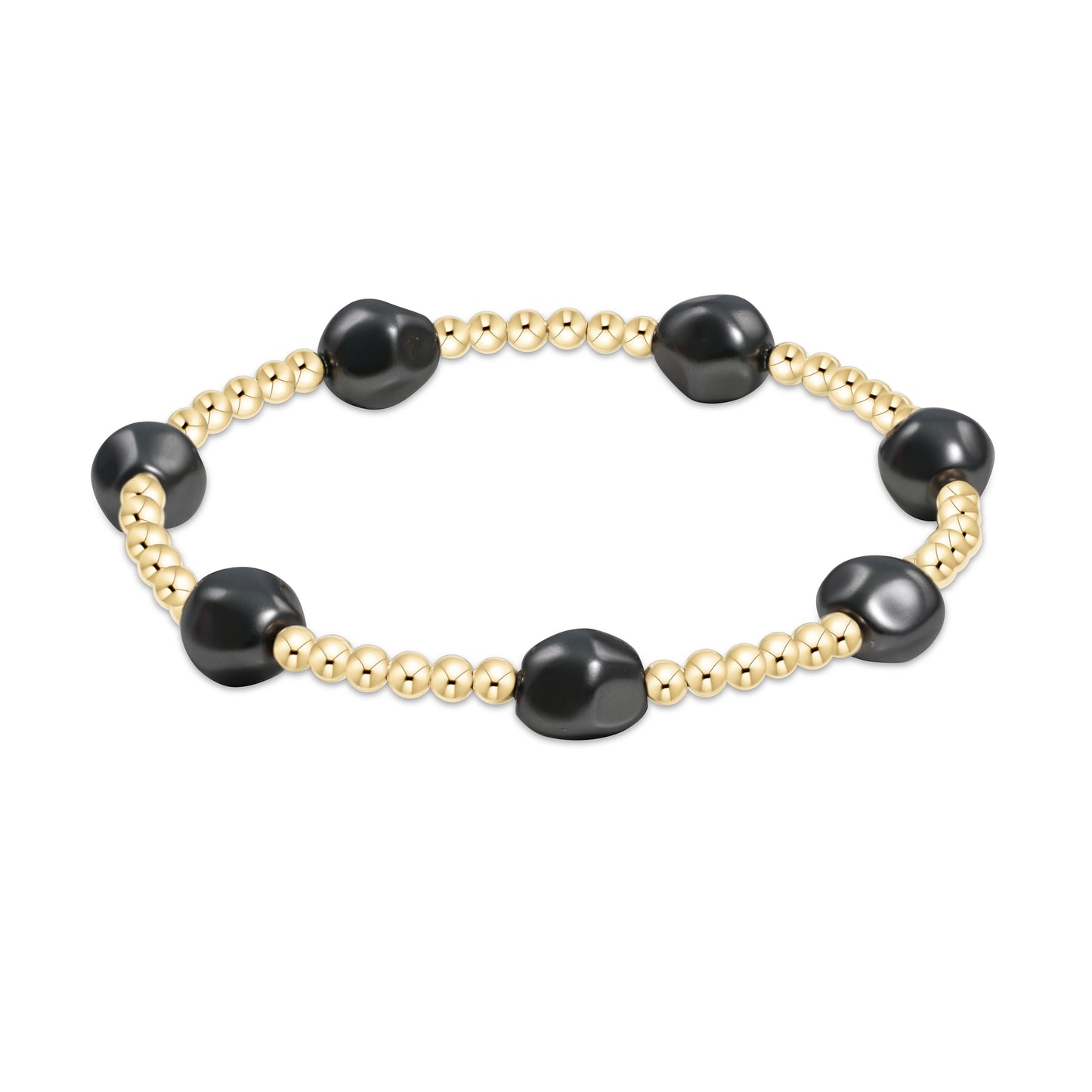 Admire Gold 3mm Bead Bracelet Pearl Dark Grey