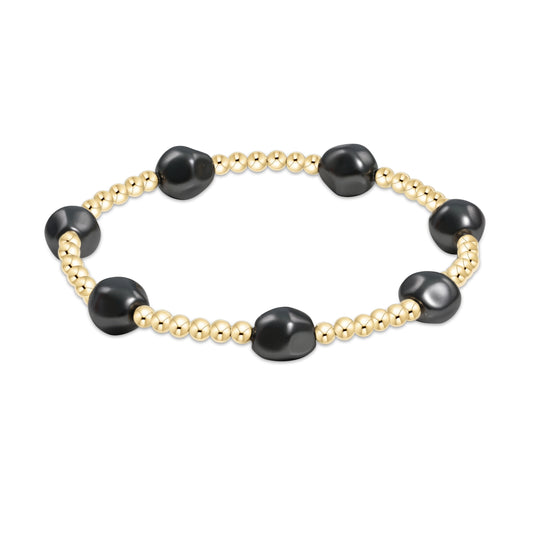 Admire Gold 3mm Bead Bracelet Pearl Dark Grey