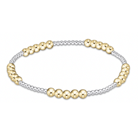 Classic Blissful Pattern 2mm Bead Bracelet 4mm Mixed Metal
