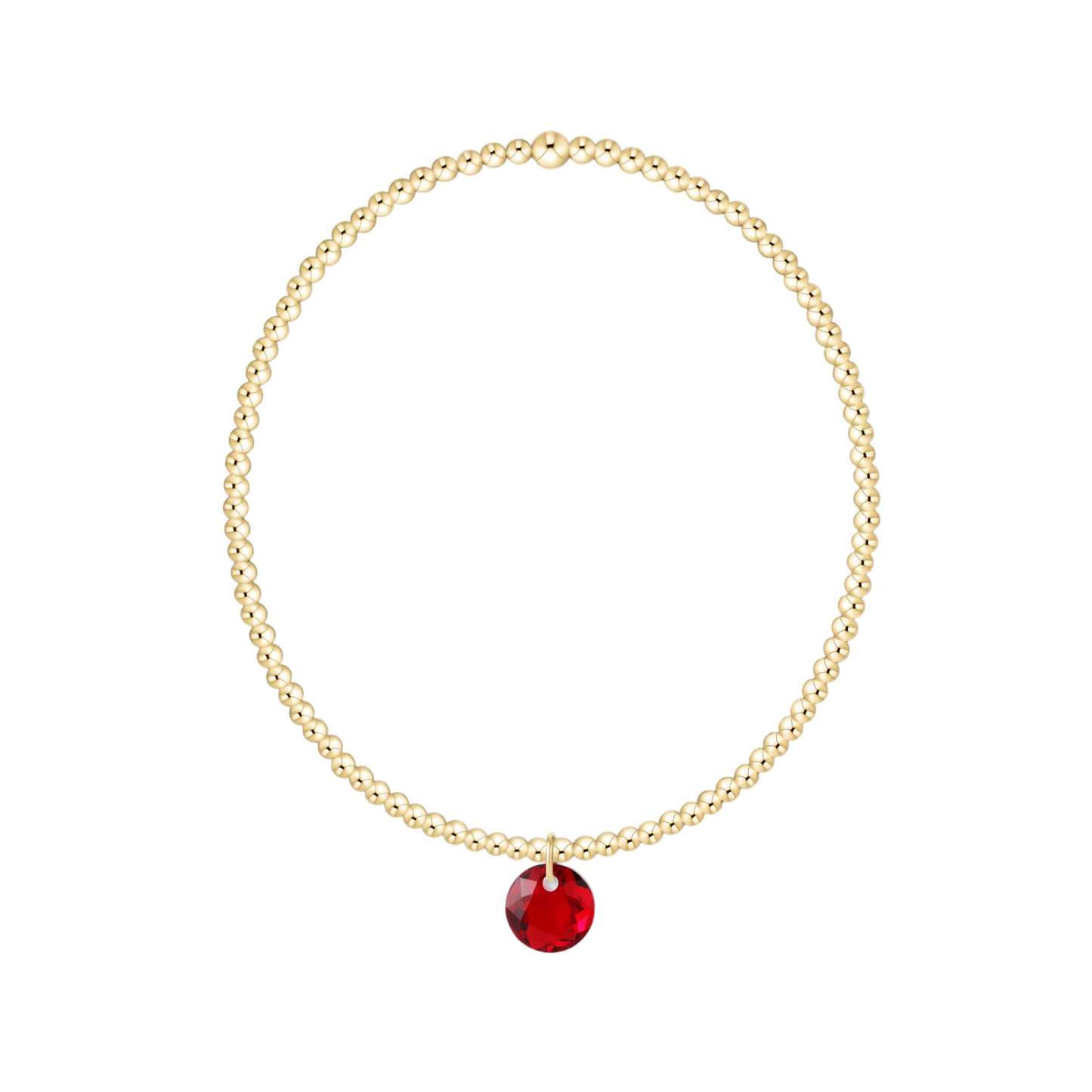 Classic Gold 2mm Bracelet Reflection Small Charm Garnet