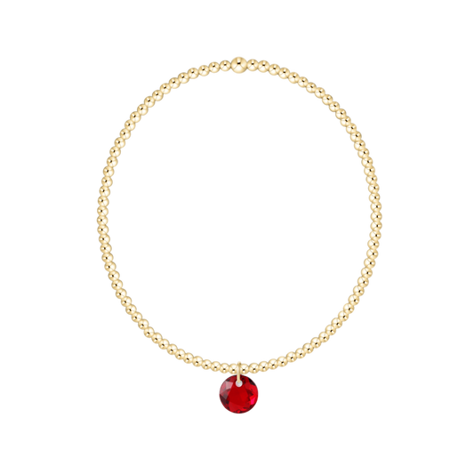 Classic Gold 2mm Bracelet Reflection Small Charm Garnet