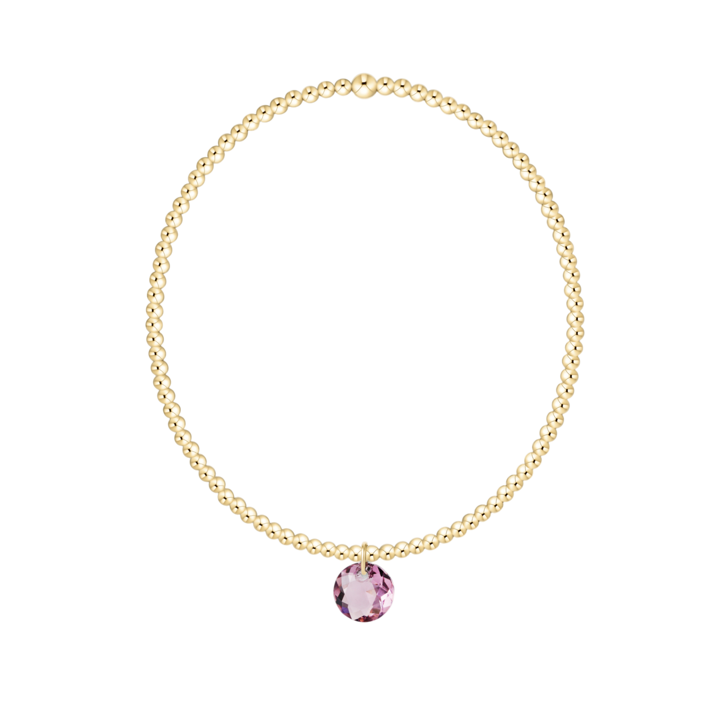 Classic Gold 2mm Bracelet Reflection Small Charm Amethyst