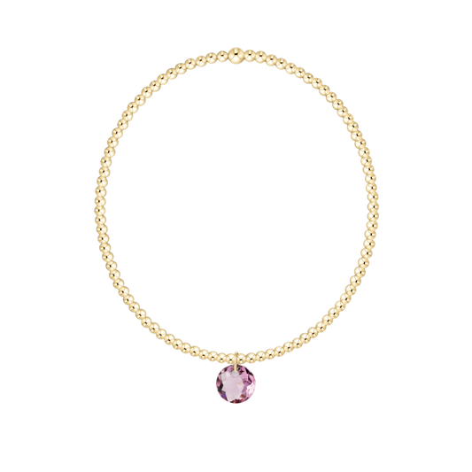 Classic Gold 2mm Bracelet Reflection Small Charm Amethyst