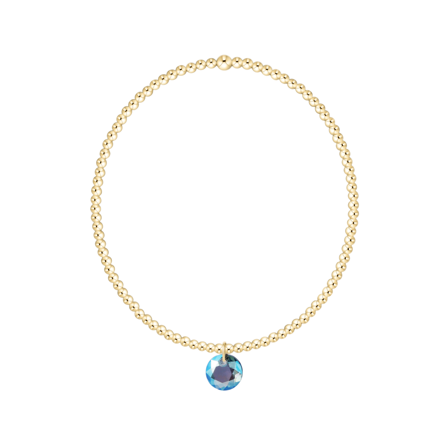 Classic Gold 2mm Bracelet Reflection Small Charm Aquamarine