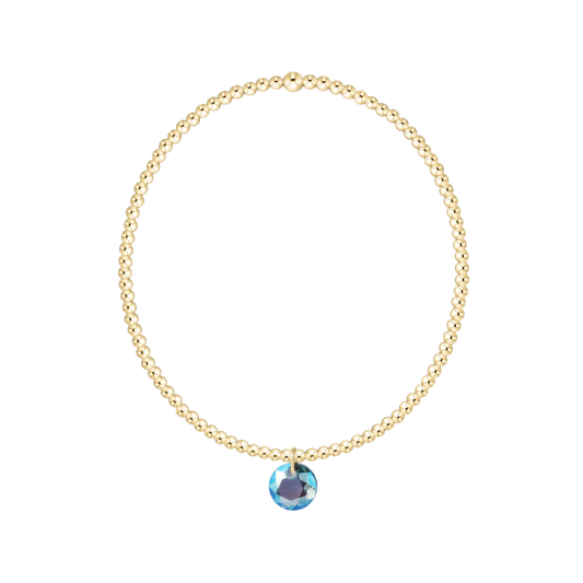 Classic Gold 2mm Bracelet Reflection Small Charm Aquamarine