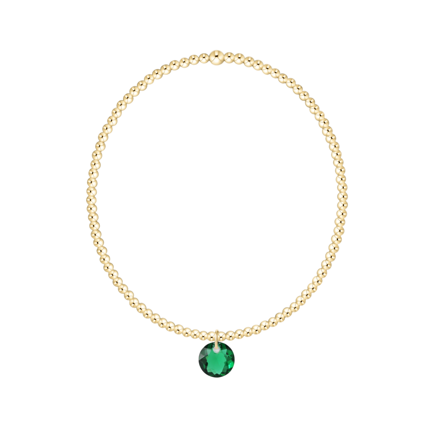 Classic Gold 2mm Bracelet Reflection Small Charm Emerald