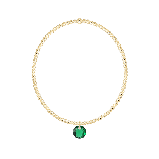 Classic Gold 2mm Bracelet Reflection Small Charm Emerald
