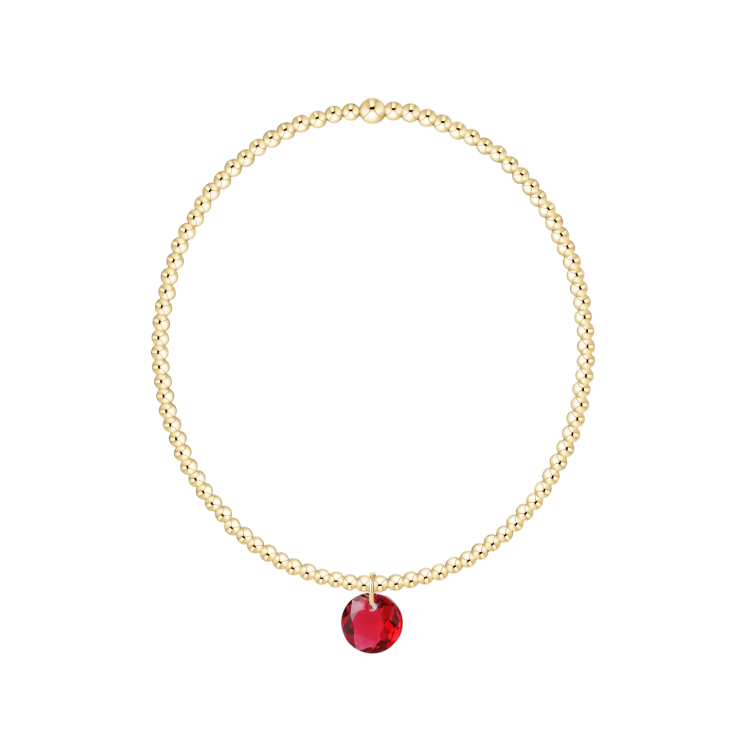 Classic Gold 2mm Bracelet Reflection Small Charm Ruby