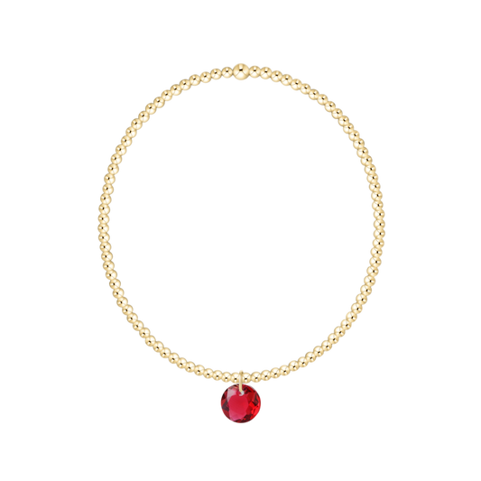 Classic Gold 2mm Bracelet Reflection Small Charm Ruby