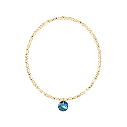 Classic Gold 2mm Bracelet Reflection Small Charm Blue Topaz