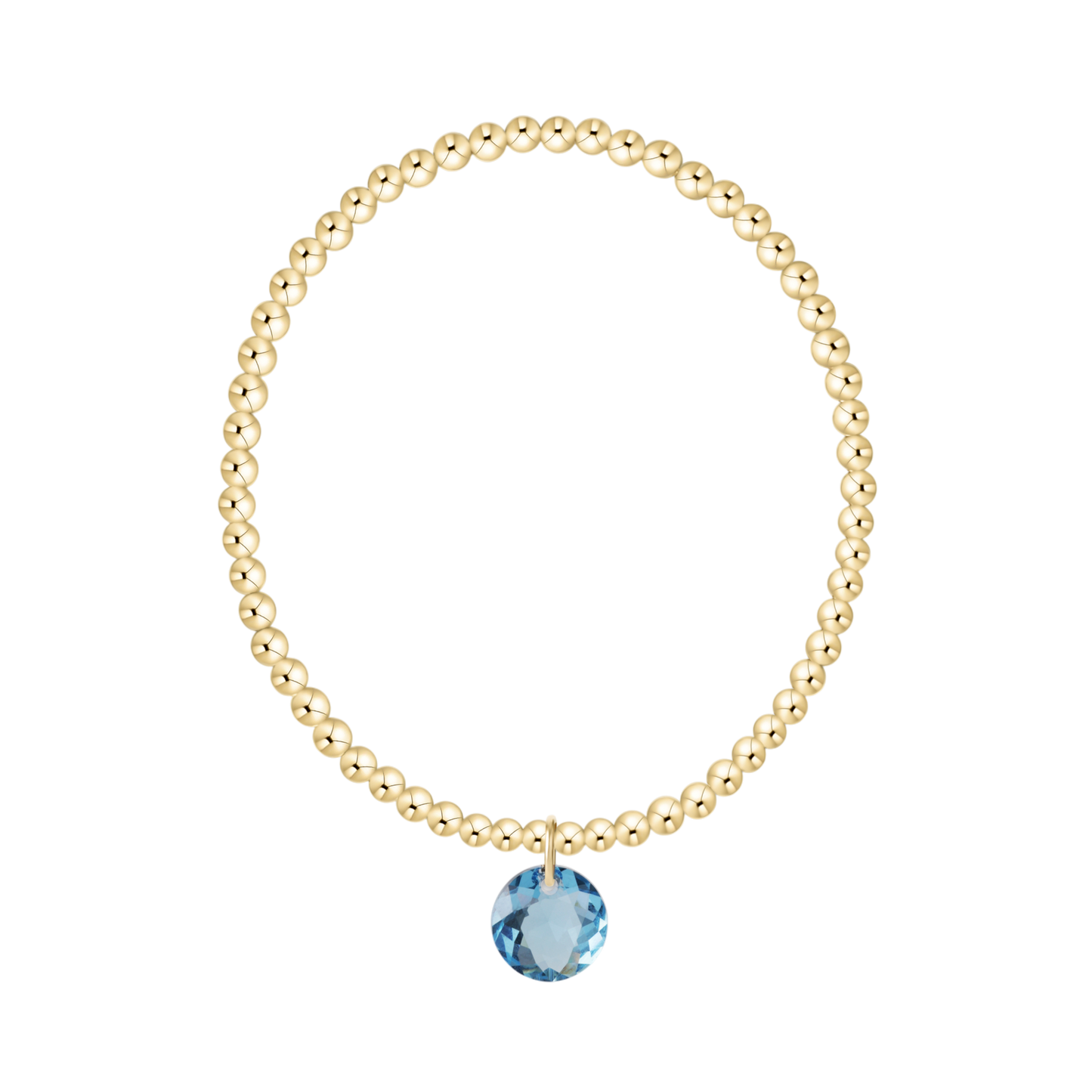 Extends Classic Gold 3mm Bracelet Reflection Charm Aquamarine