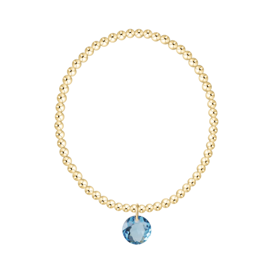 Classic Gold 3mm Bracelet Reflection Charm Aquamarine