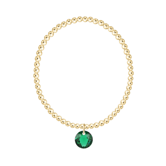 Classic Gold 3mm Bracelet Reflection Charm Emerald
