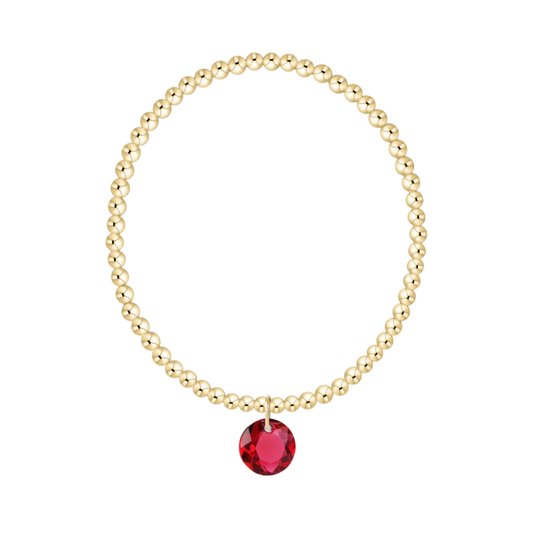 Classic Gold 3mm Bracelet Reflection Charm Ruby